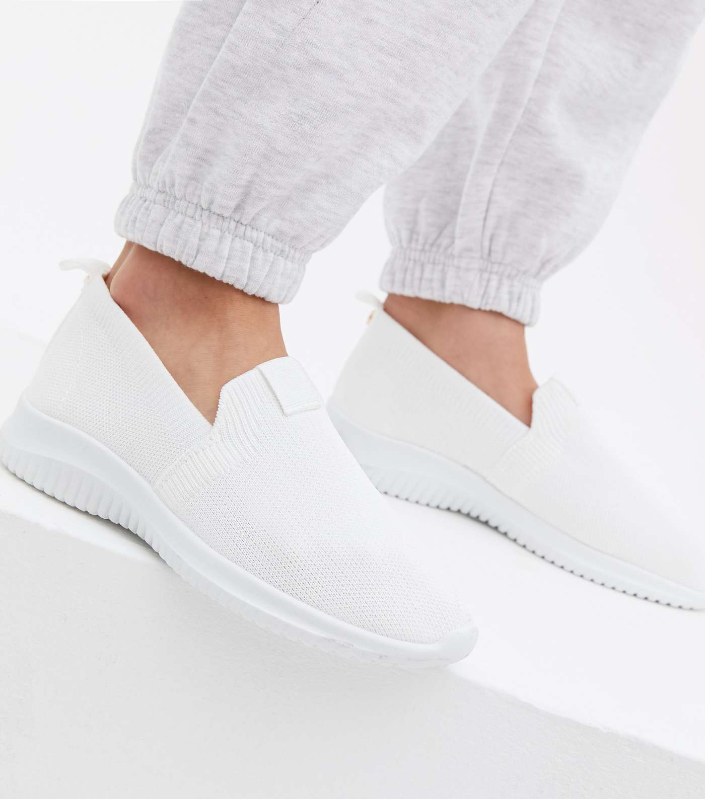 White Slip On Trainers Image 2