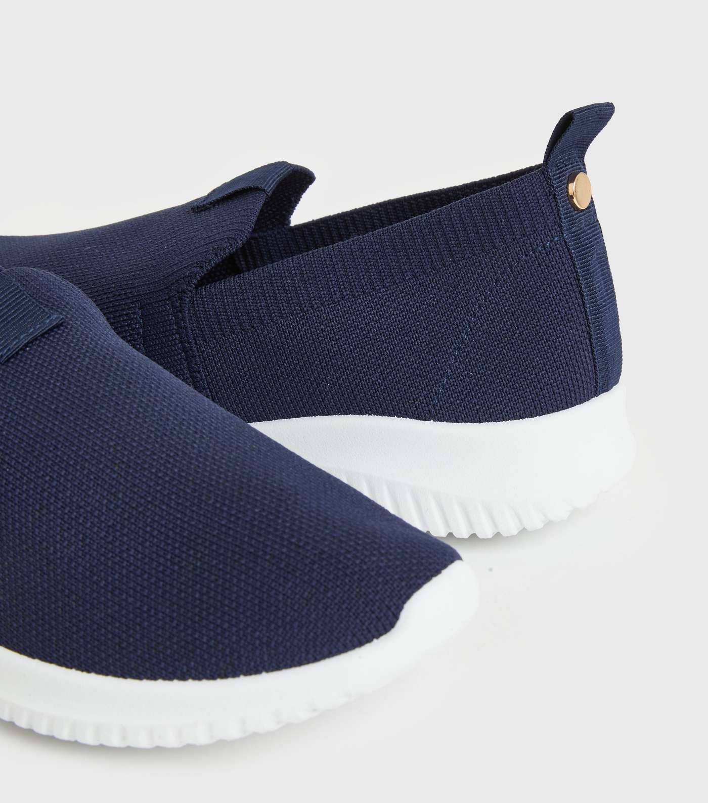 Navy Slip On Trainers Image 4