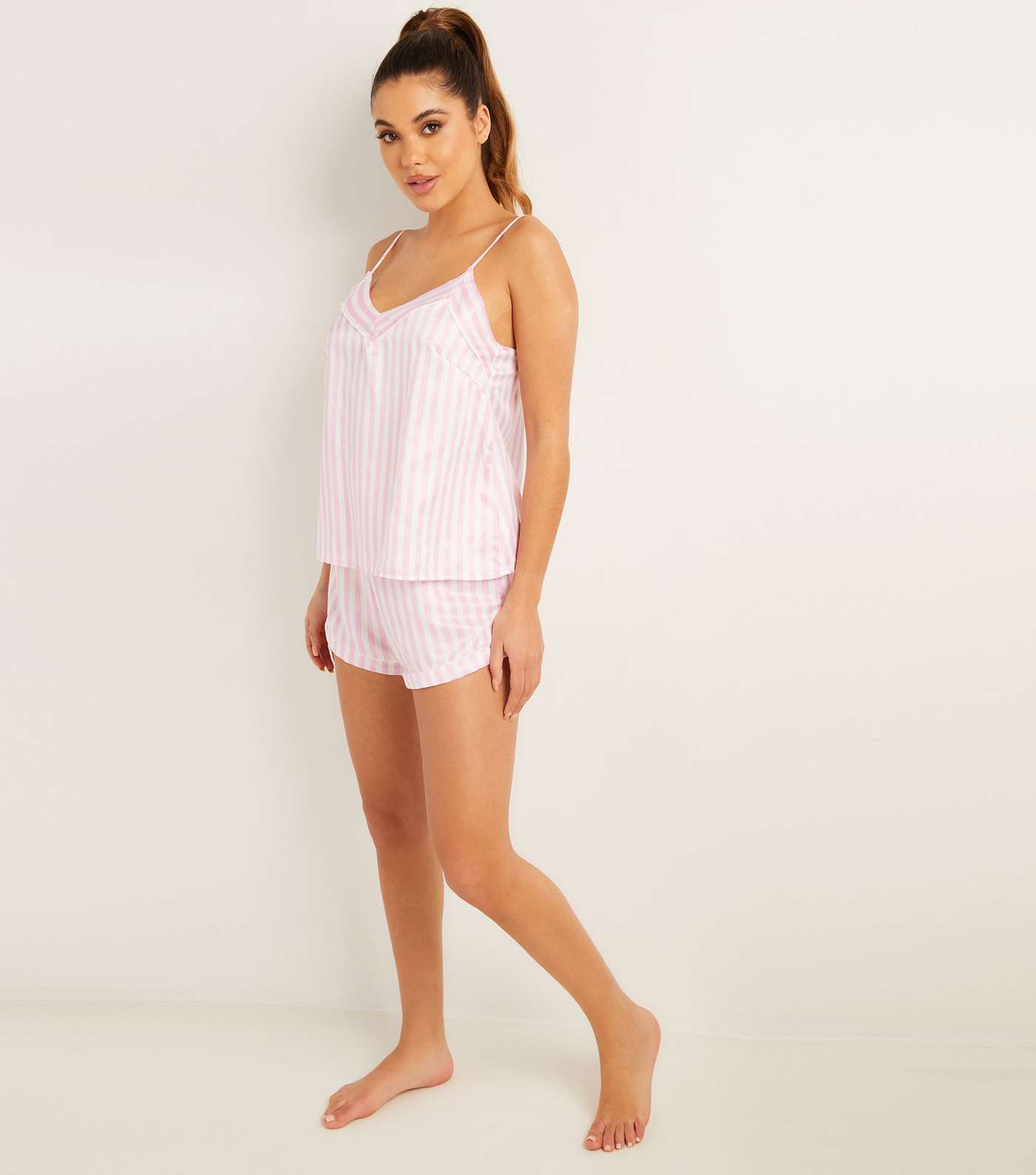 QUIZ Pink Stripe Cami and Short Pyjama Set Image 2