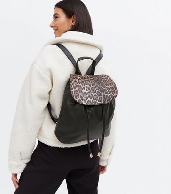 Leopard print drawstring bag sale