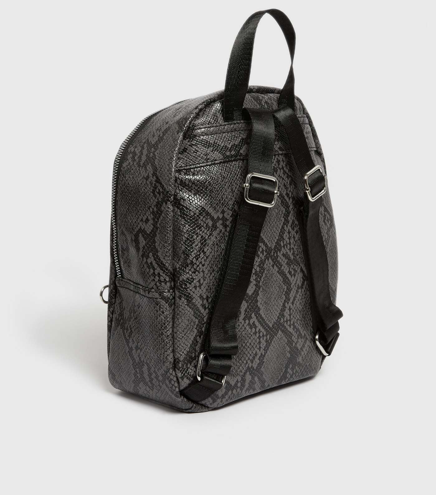 Black Faux Snake Zip Backpack Image 3