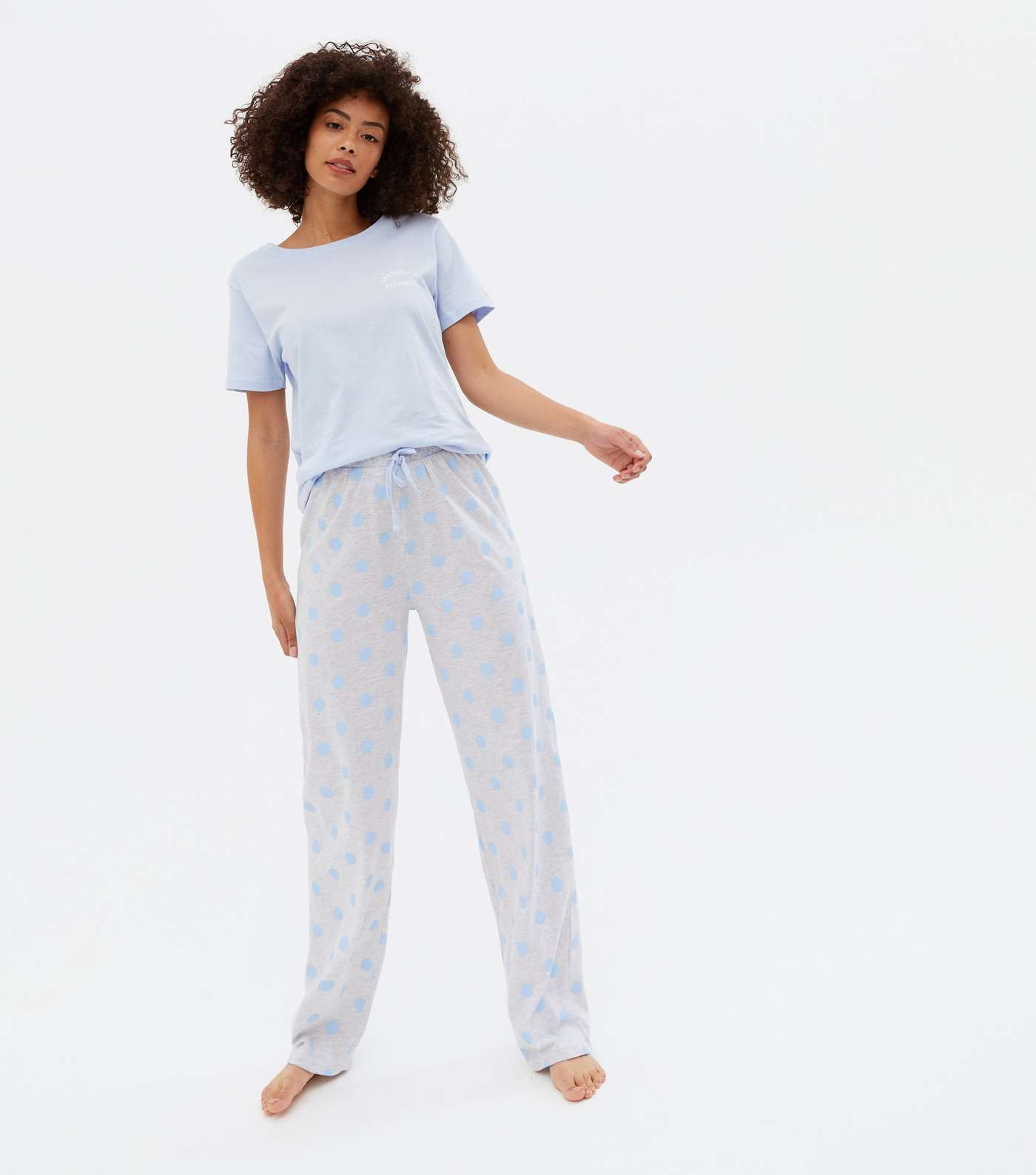 Tall Blue T-Shirt and Trouser Pyjama Set with Spot Logo Image 3