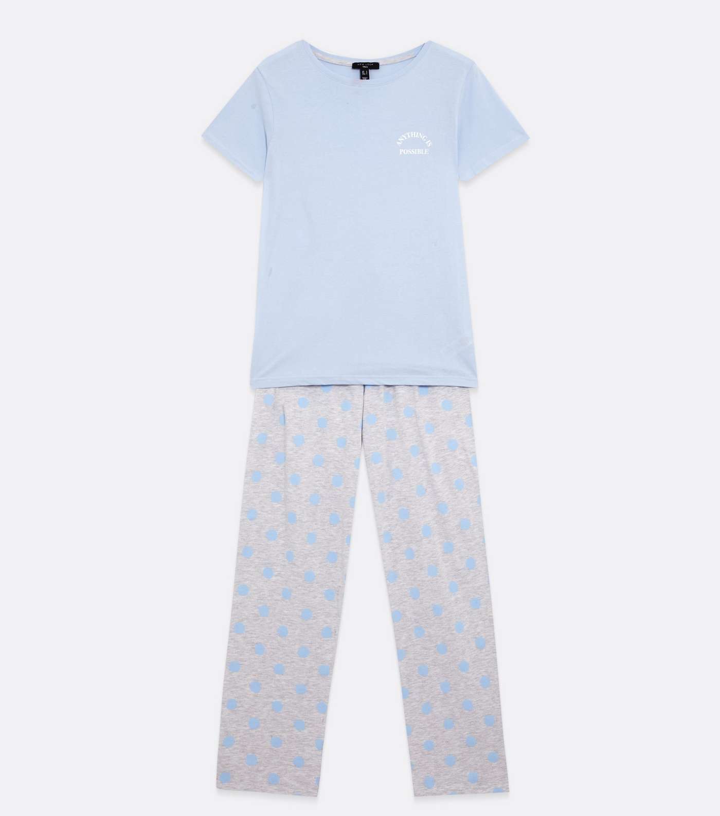 Tall Blue T-Shirt and Trouser Pyjama Set with Spot Logo Image 5