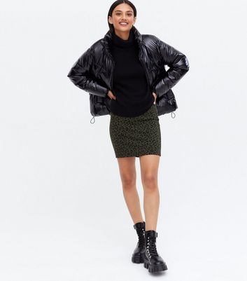green leopard print pencil skirt