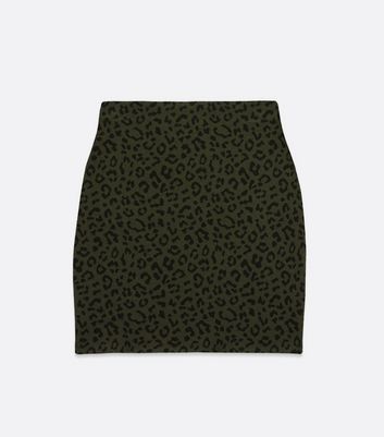 green leopard print pencil skirt