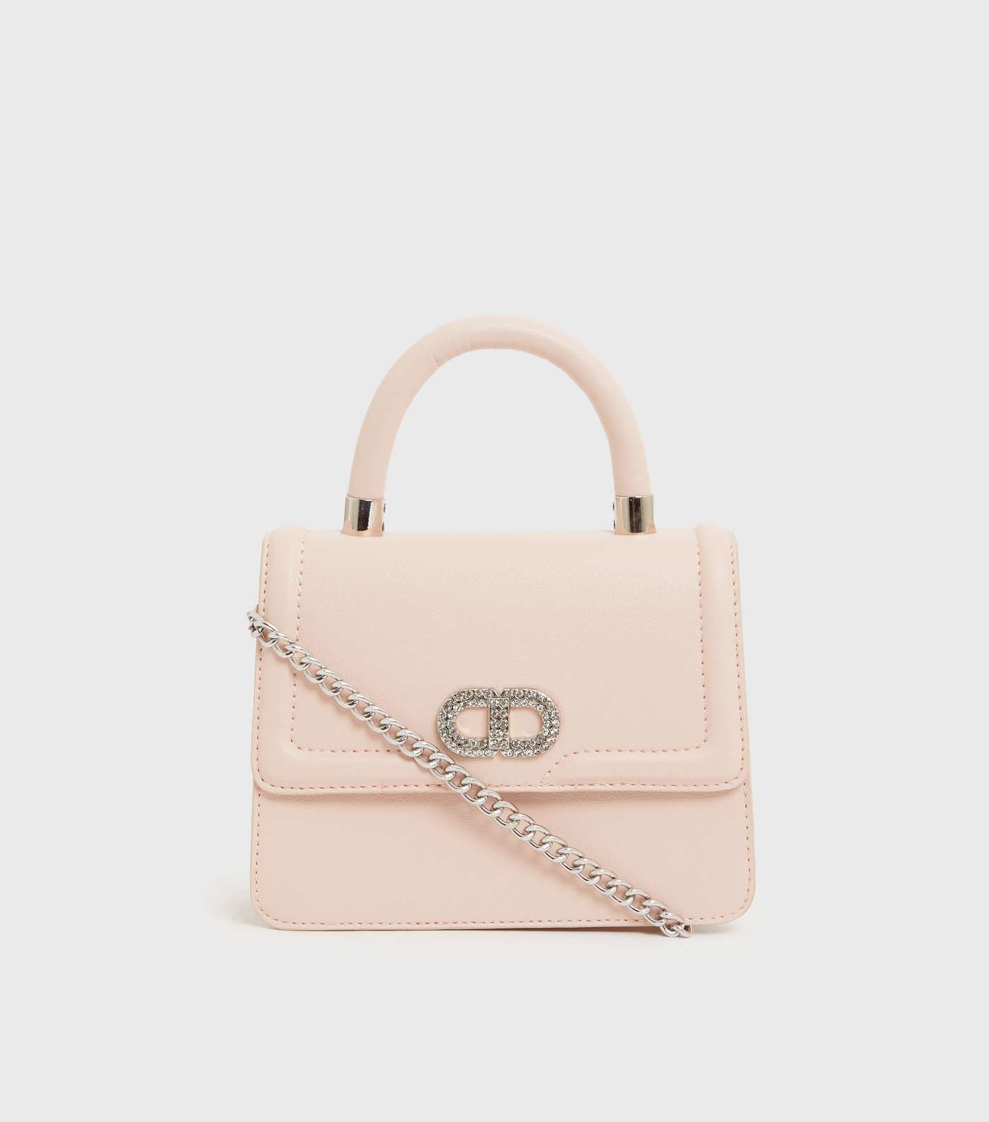 Pale Pink Leather-Look Mini Top Handle Bag
