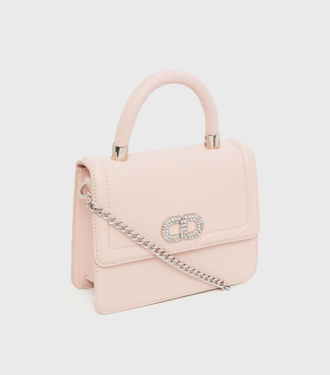 Pale Pink Leather-Look Mini Top Handle Bag Image 3