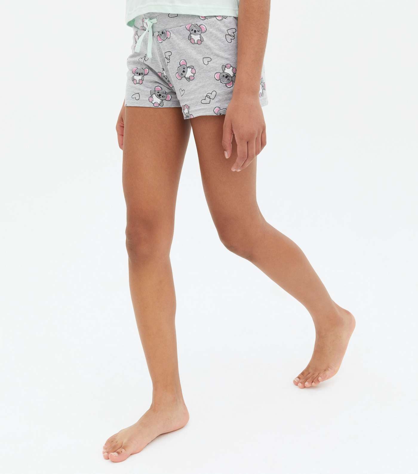 Girls Mint Green Koala Logo Short Pyjama Set Image 3