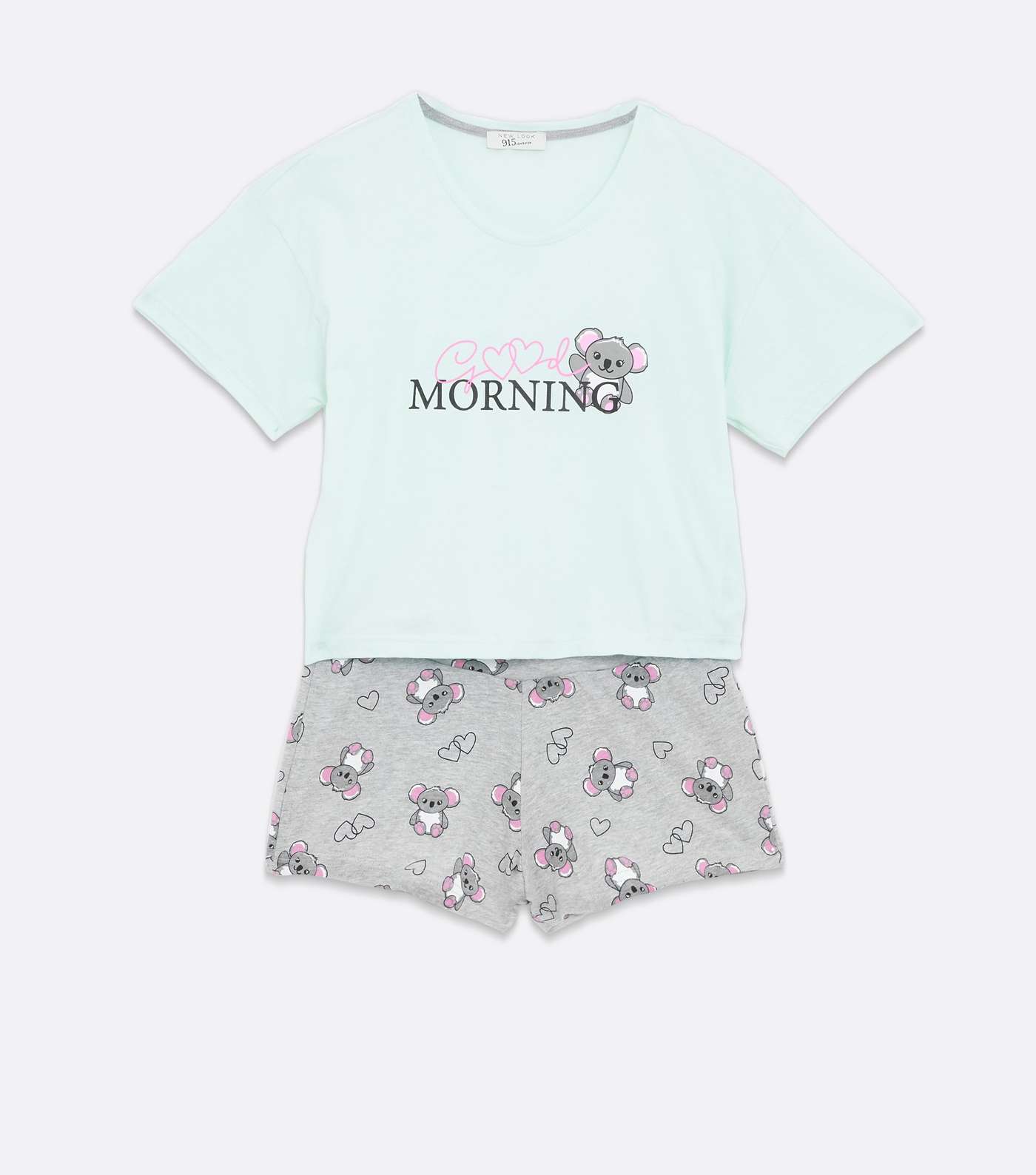Girls Mint Green Koala Logo Short Pyjama Set Image 5