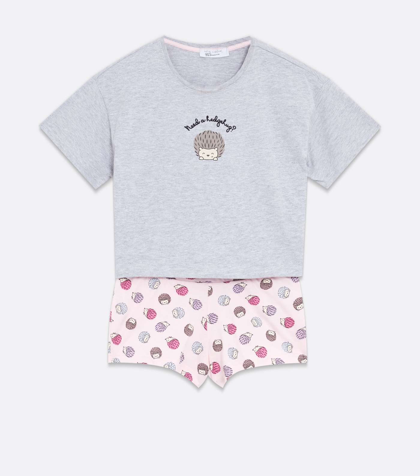 Girls Light Grey Hedgehog Logo Short Pyjama Set Image 5