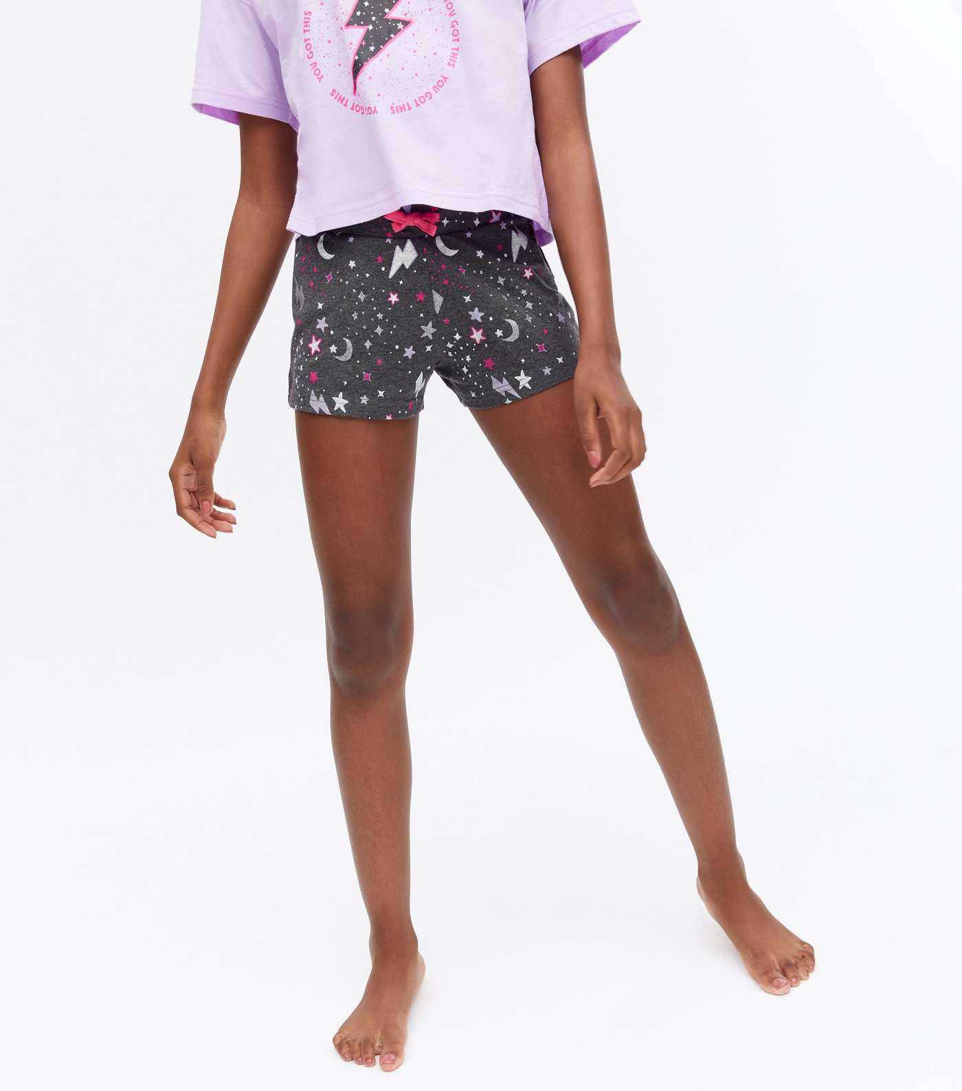 Girls Purple Mystic You Got This T-Shirt and Short Pyjama Set Image 3
