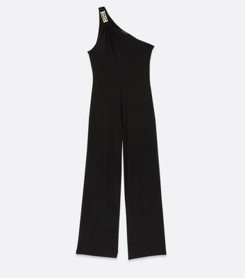 Black Chain Strap Wide Leg Jumpsuit 