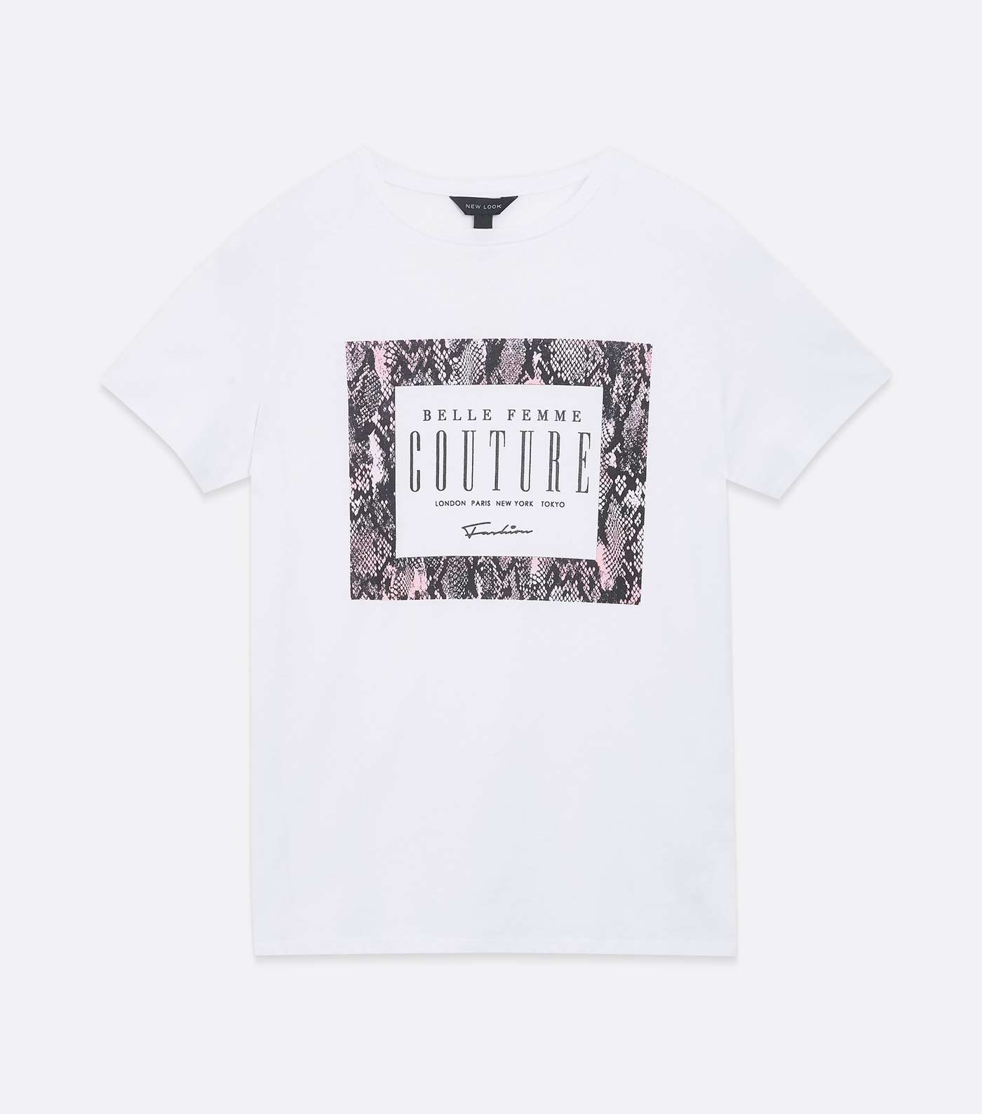 White Couture Snake Box Print Logo T-Shirt Image 5