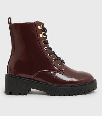 Dark red hot sale lace up boots