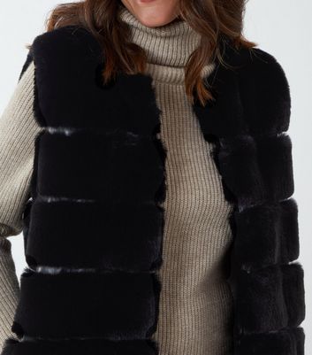 black pelted faux fur gilet