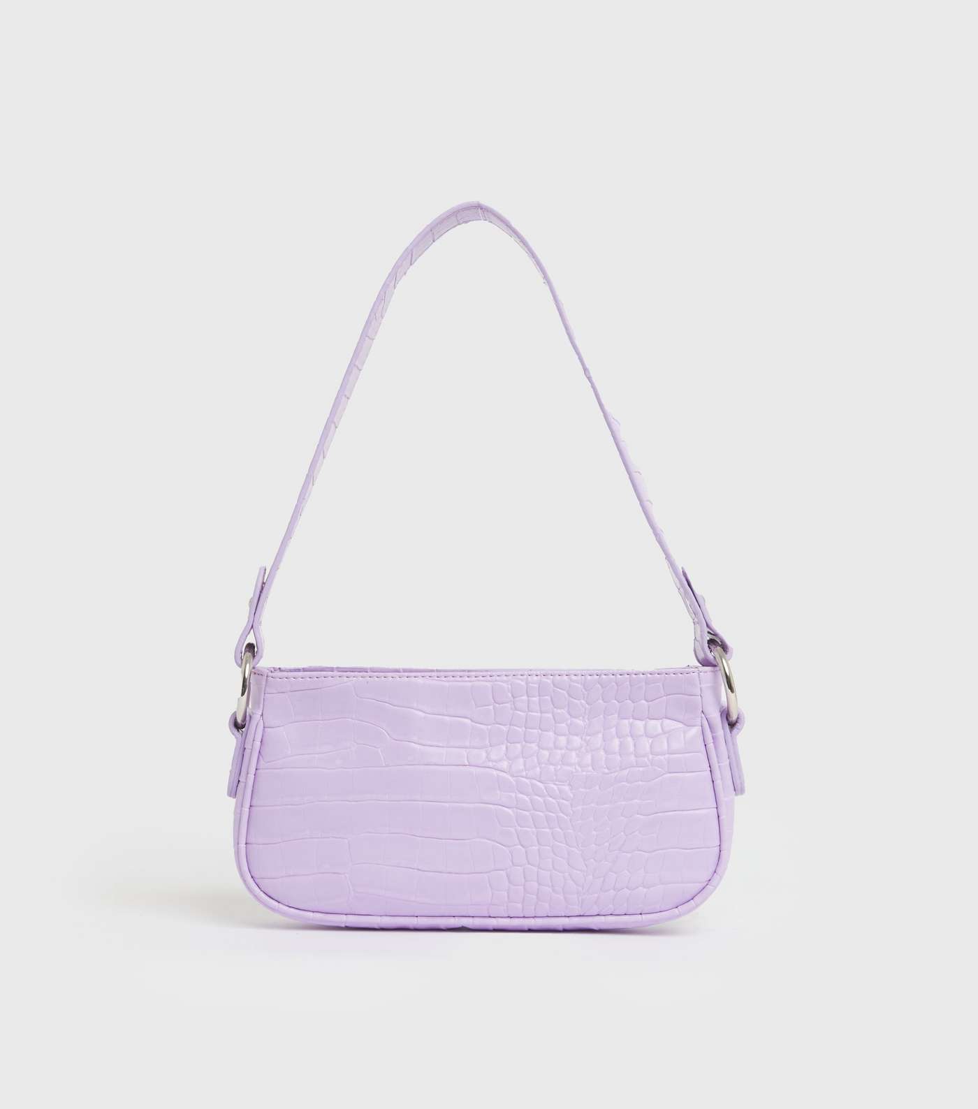 Lilac Faux Croc Shoulder Bag