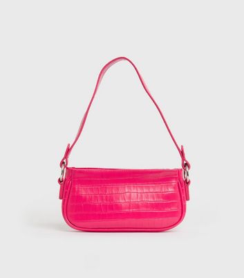 ASOS Croc Effect 90s Shoulder Bag in Pink | Lyst UK