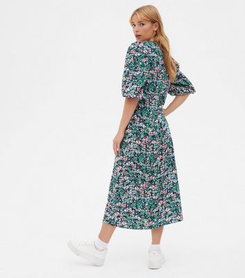 Click to view product details and reviews for Blue Vanilla Blue Floral 3 4 Puff Sleeve Midi Dress New Look.