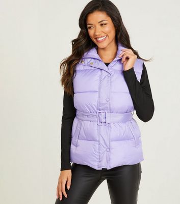QUIZ Lilac High Neck Belted Gilet | New Look