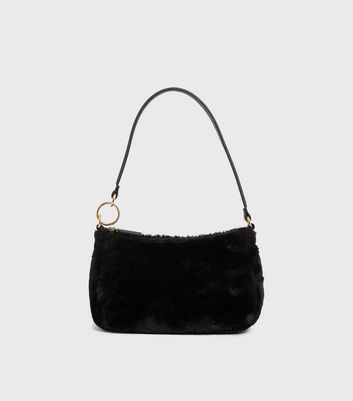 Black faux fur shoulder bag online