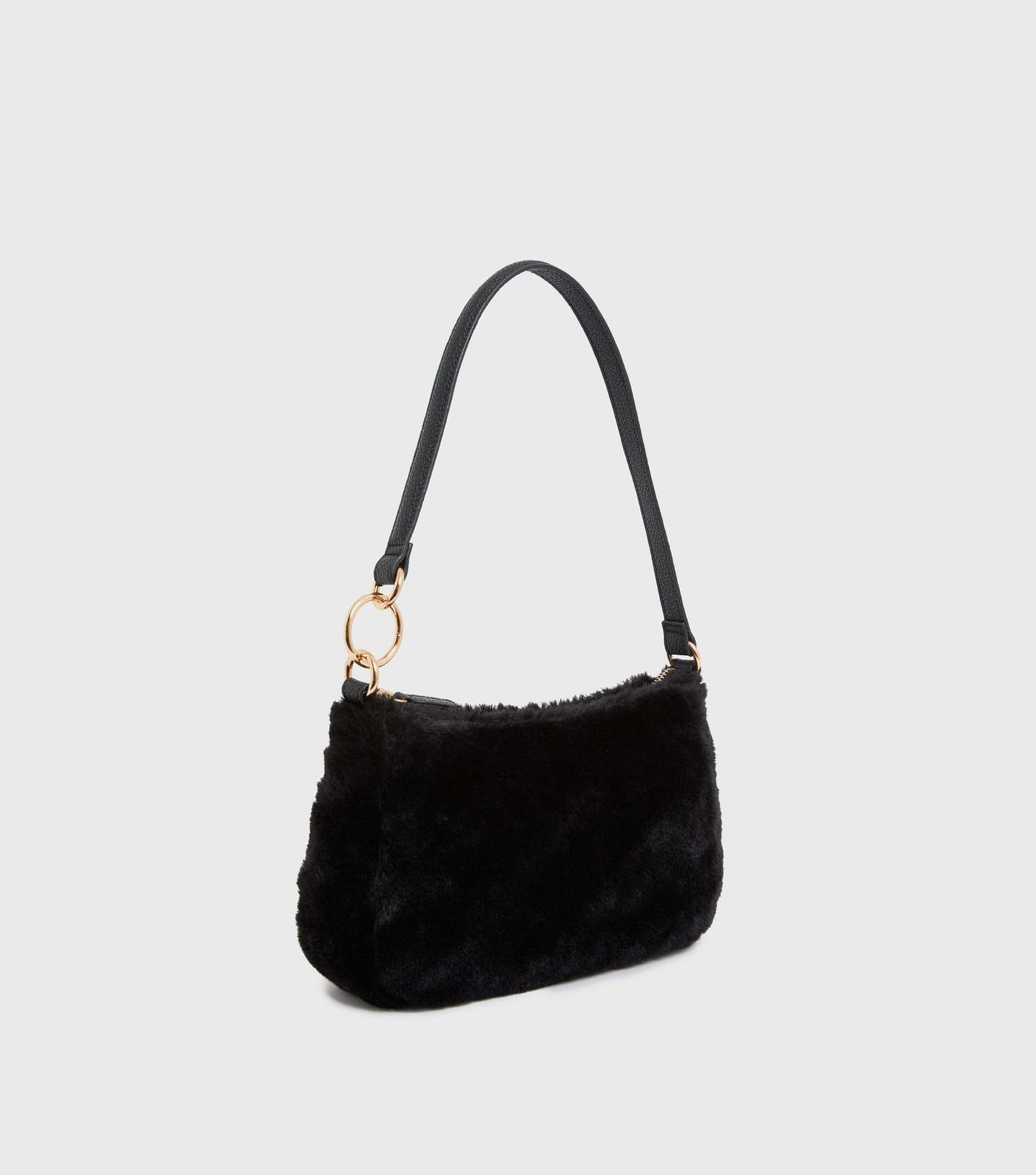 Black Faux Fur Shoulder Bag Image 4