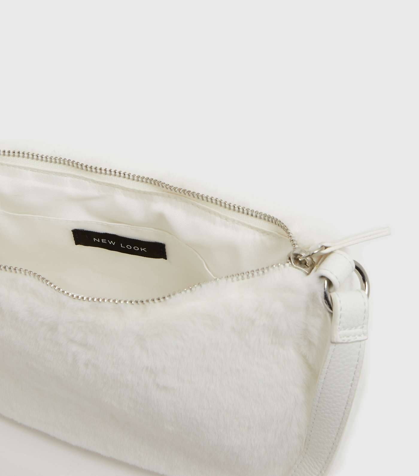 White Faux Fur Shoulder Bag Image 4