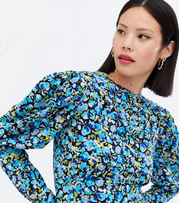 Damen Bekleidung Blue Vanilla Blue Floral Puff Sleeve Midi Dress Damen Bekleidung Blue Vanilla Blue Floral Puff Sleeve Midi Dress