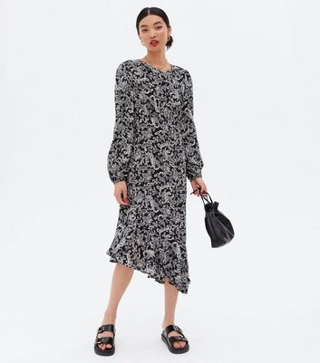 Blue Vanilla Black Paisley Midi Dress New Look