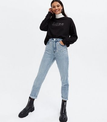 Blue Gem High Waist Tori Mom Jeans 