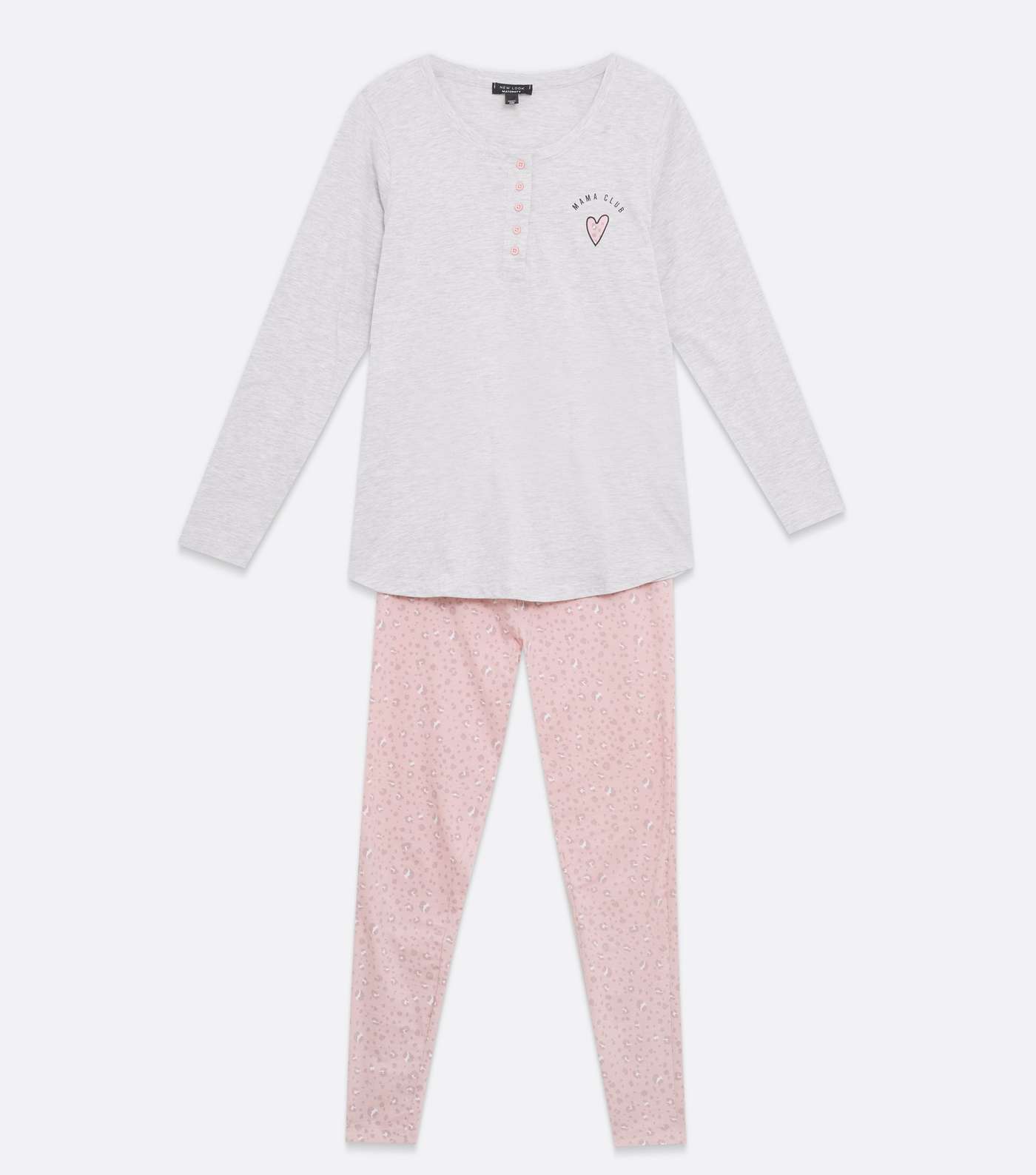 Maternity Light Grey Pyjama Set with Mama Club Logo Image 5