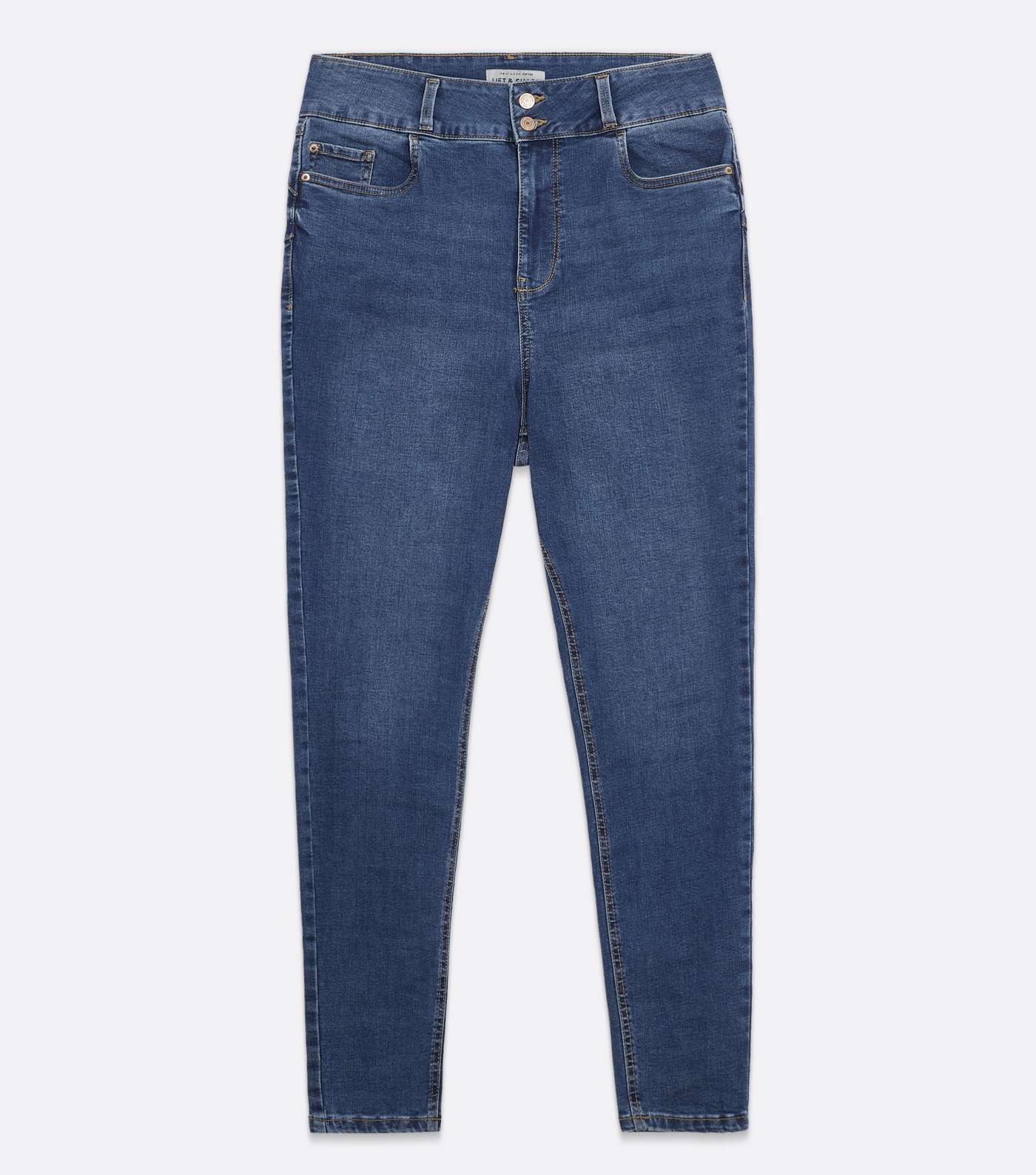Curves Blue Lift & Shape High Waist Yazmin Skinny Jeans Image 5