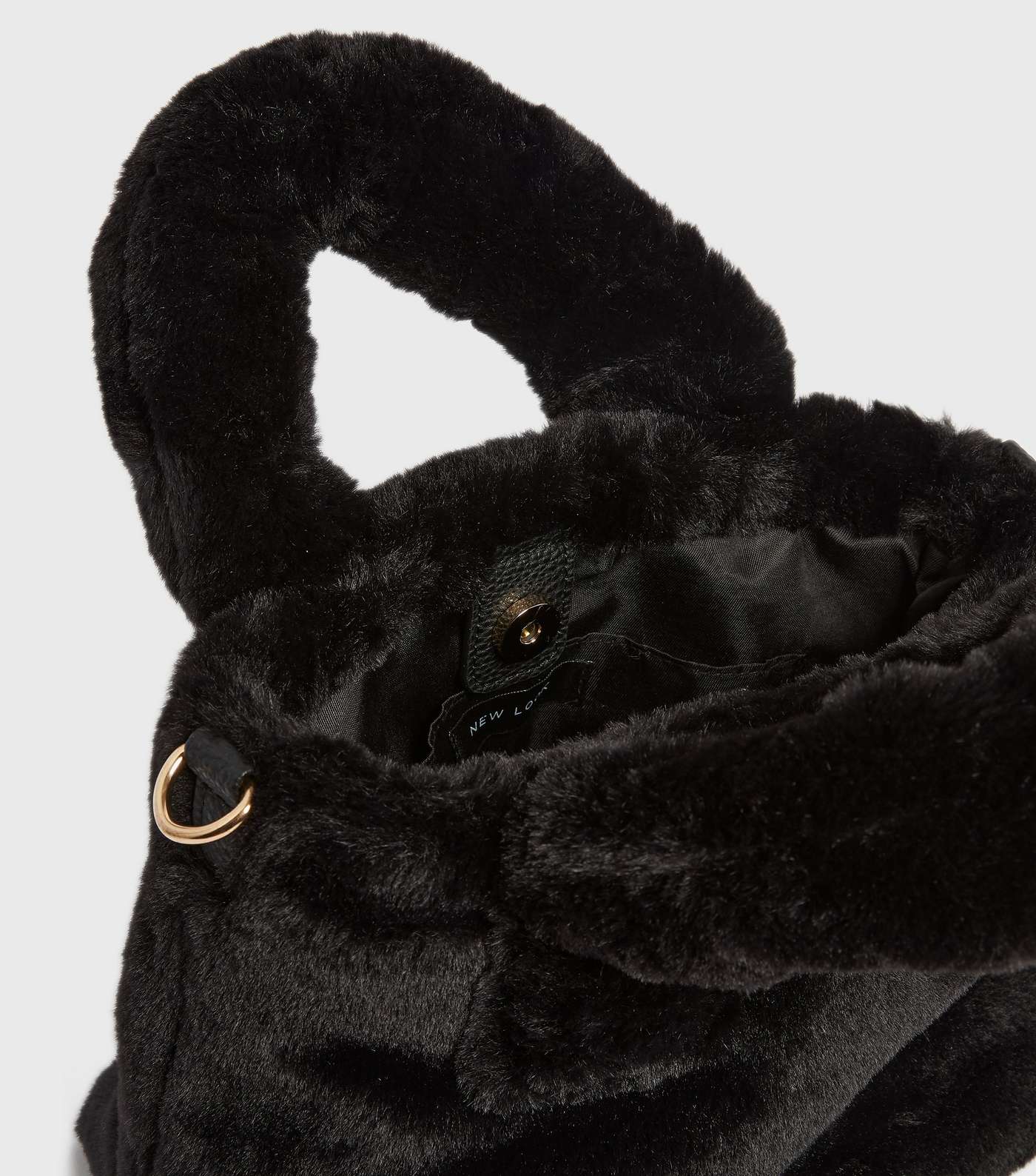 Black Faux Fur Cross Body Bag Image 5