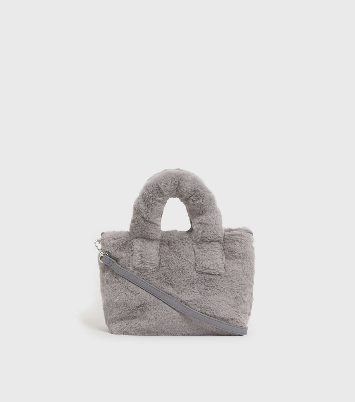Grey Faux Fur Cross Body Bag
