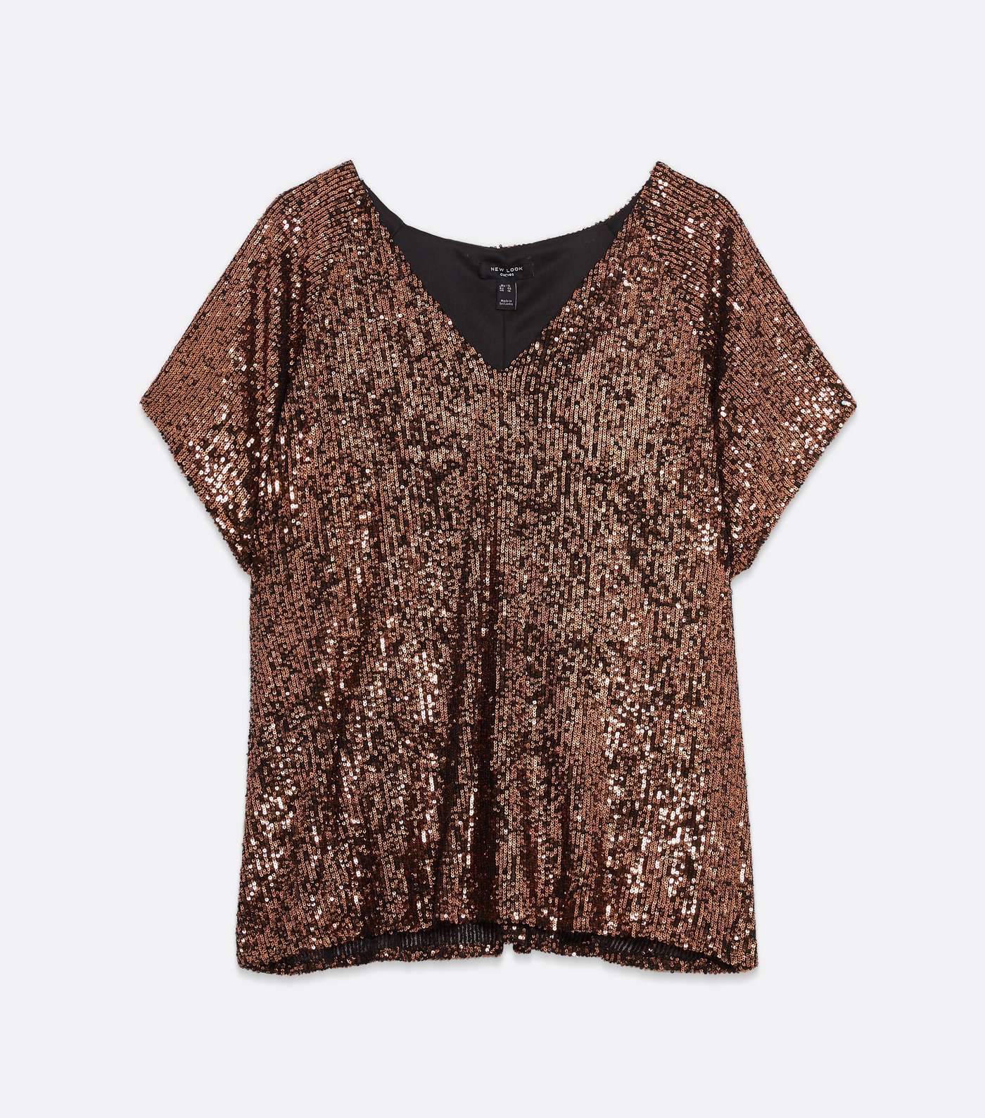 Curves Rose Gold Sequin Boxy T-Shirt Image 5