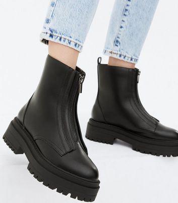 Black ankle boots zip 2024 front