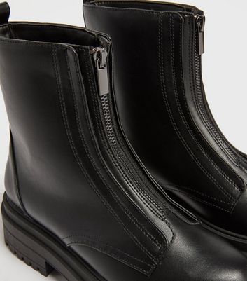 leather zip front boots