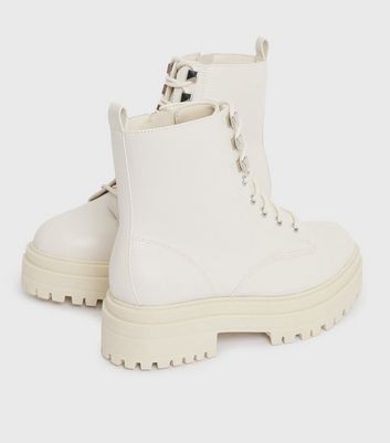 off white zip side lace up chunky boots