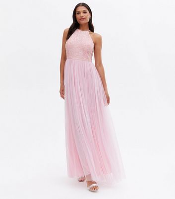 Maya Pink Sequin Halter Maxi Dress New Look