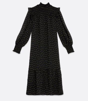 Black Spot Chiffon Frill Midi Oversized 