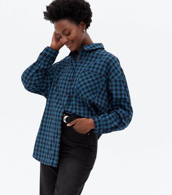 Blue Check Oversized Shirt | New Look