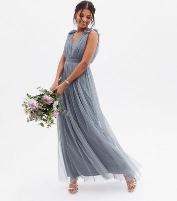 Maya plain shop tulle maxi dress