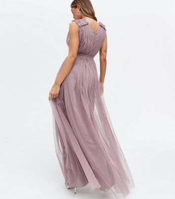 Maya plain tulle gathered best sale maxi dress