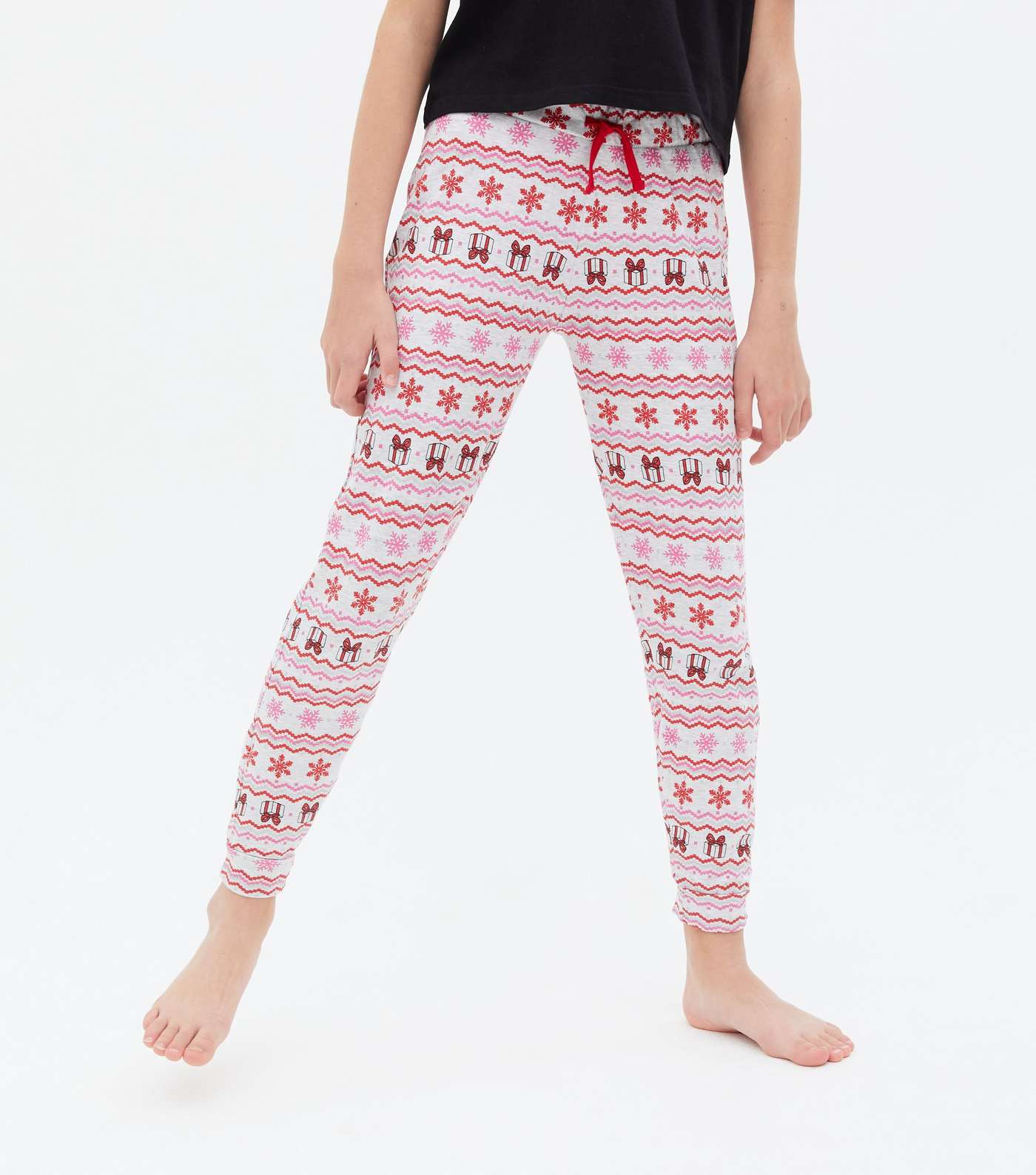 Girls Black Christmas Loading Logo Jogger Pyjama Set Image 3