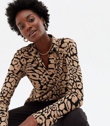 Brown Leopard Print Jersey Long Sleeve Shirt | New Look