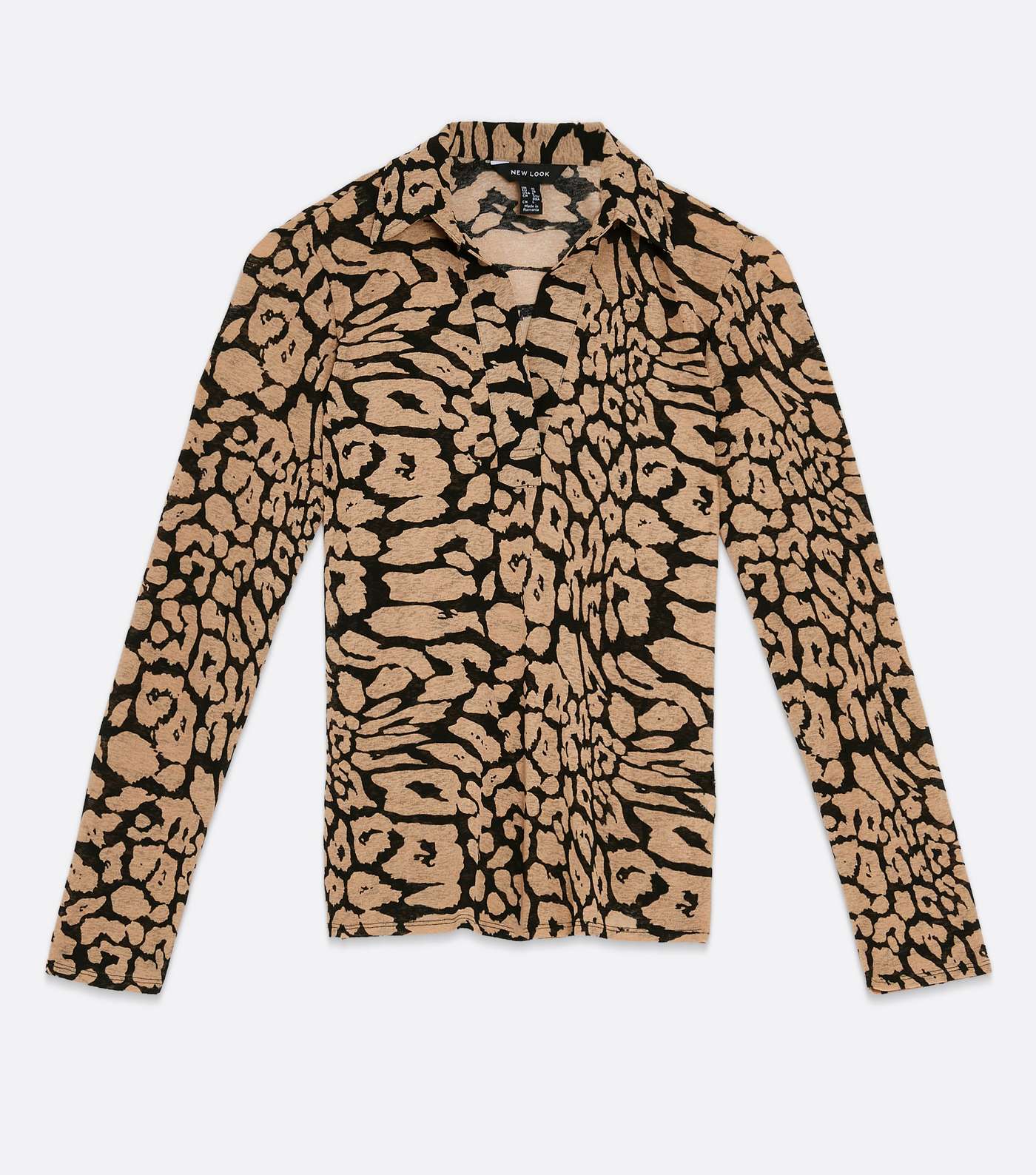 Brown Leopard Print Jersey Long Sleeve Shirt Image 5