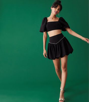 Click to view product details and reviews for All Blinged Up Black Diamant&eacute; Puff Skirt New Look.