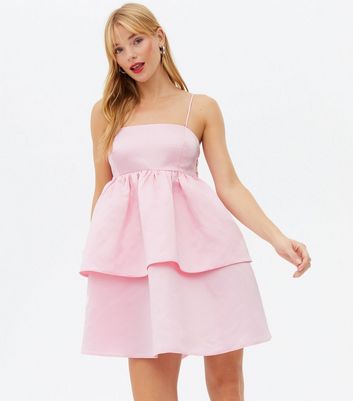 new look pink tiered dress