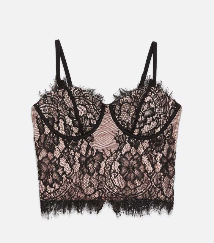 Black Lace Bustier Crop Top