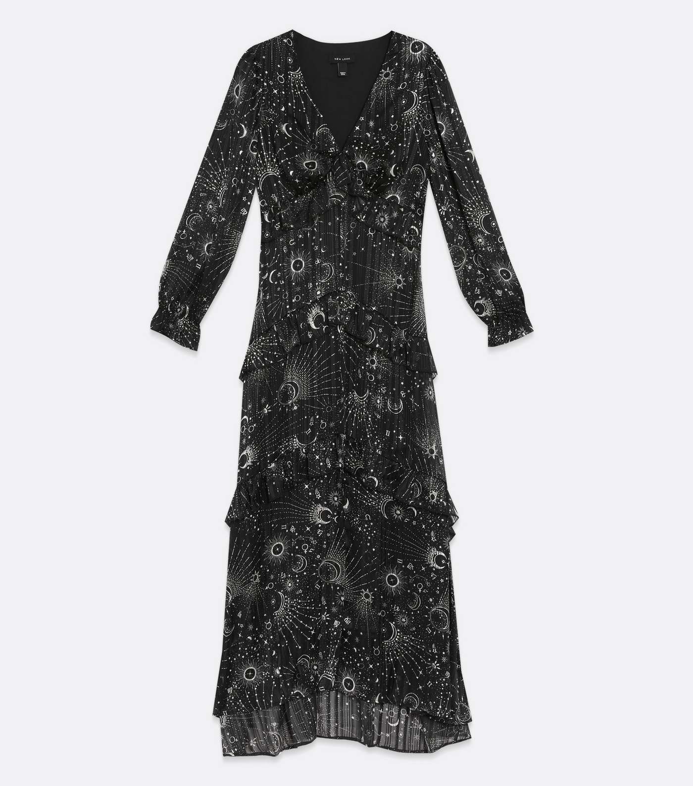 Black Mystic Ruffle Tiered Midi Dress Image 5