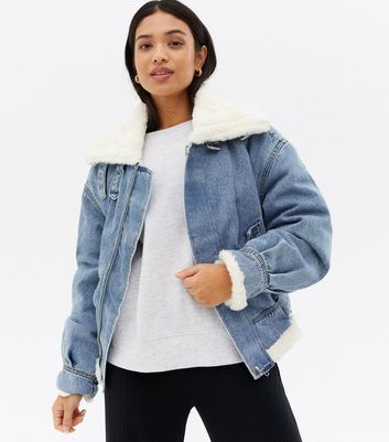 blue jean fur jacket